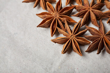 Star anise spice fruits and seeds. Spice. Seasoning.