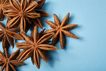 Star anise spice fruits and seeds. Spice. Seasoning.