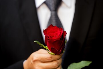man holding a rose