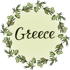 A wreath of olives with the inscription Greece.