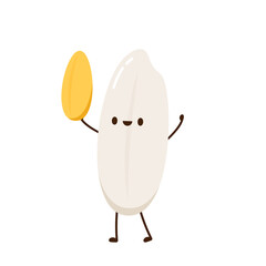 Rice character design. rice vector on white background. rice seed.