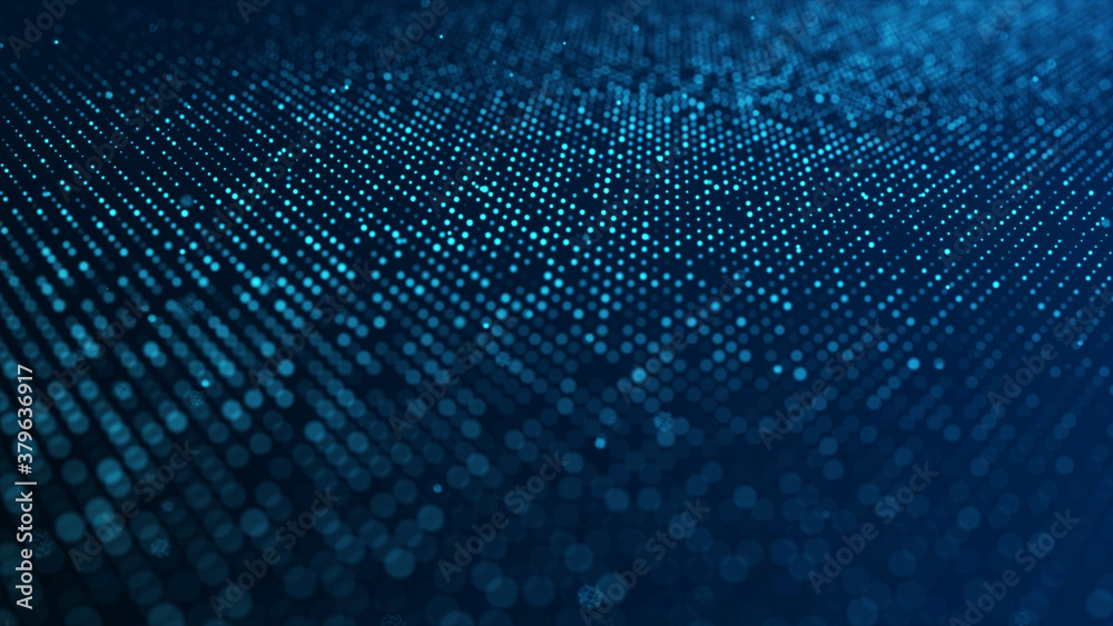 Poster network connection structure. perspective grid. technology wave. big data visualization. technologic