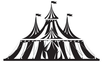Vintage circus tent. Illustration in monochrome style.