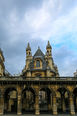 Old stone cathedral in Europe with sky