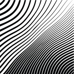 Abstract warped Diagonal Striped Background . Vector curved twisted slanting, waved lines texture