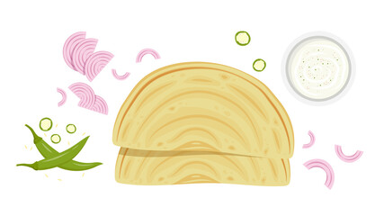 Chapati vector. Chapati on white background.