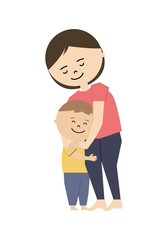 ハグをする男の子と女性のイラスト © kimomaru
