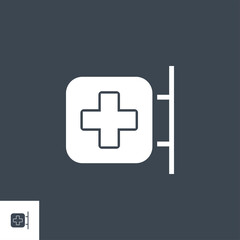 Hospital Signboard related vector glyph icon. Isolated on black background. Vector illustration.