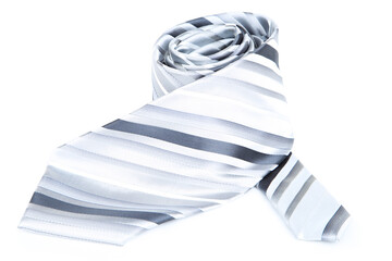 Striped necktie isolated on white background
