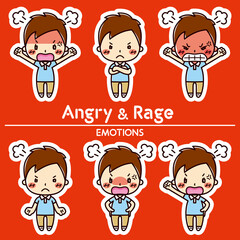 男性の表情セット/ 怒る / 激怒