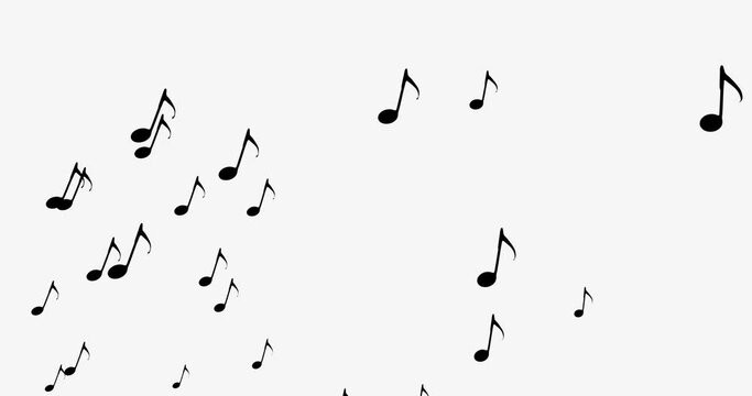 左から右へ移動する8分音符、3Dレンダリング