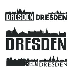 Fototapeta na wymiar Dresden Germany Flat Icon Skyline Vector Silhouette Design Set Logo.