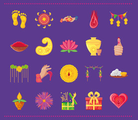 bhai dooj detailed style bundle of icons vector design