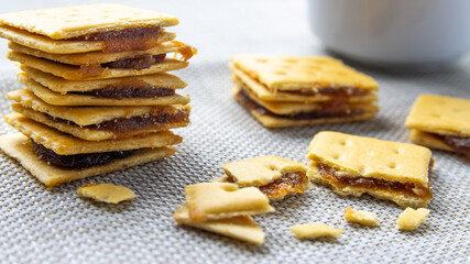 Fototapeta na wymiar Biscuits cracker with pineapple jam