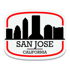 Obraz premium San Jose California Label Stamp Icon Skyline City Design Tourism.