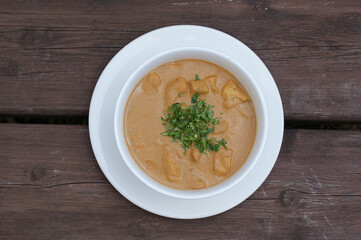 Chicken fillet in walnut sauce with spices (kharcho). Kharcho is a popular dish in Georgian cuisine