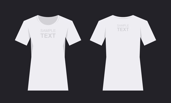 Women's white t-shirt design template, from two sides. Front and back sides
