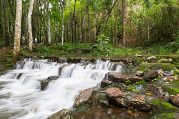 Waterfall in Namtok Samlan National Park. Beautiful nature at Saraburi province Thailand