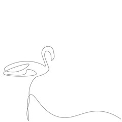 Flamingo bird one line drawing. Wild animal line drawing vector illustration