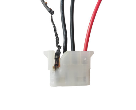 Burnt computer power cable. 4 Pin molex connector damaged due to over wattage
