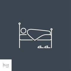 Bed Icon. Bed Related Vector Line Icon. Isolated on Black Background. Editable Stroke.