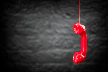 Red telephone receiver background