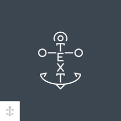 Anchor Text Related Vector Thin Line Icon. Isolated on Black Background. Editable Stroke. Vector Illustration.