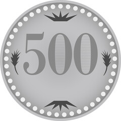 シンプルで可愛い500円玉のイラスト