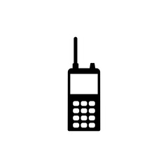 Professional Walkie Talkie Portable Radio. Flat Vector Icon illustration. Simple black symbol on white background. Professional Walkie Talkie Radio sign design template for web and mobile UI element.