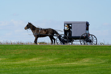 Silhouette view of an Amish Buggy