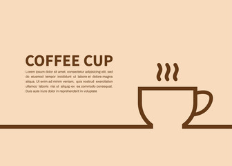 Coffee cup on brown background with copyspace for your text. Vector illustration.