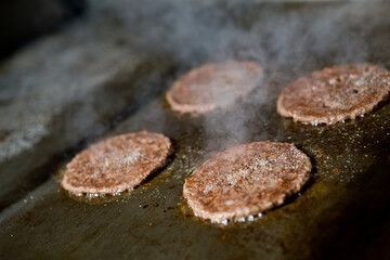 Preparing burger patty