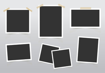 Set of photo Frame. Template for your photos isolated on gray background. Vector illustration.