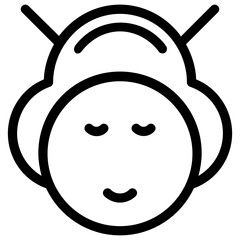 
A traditional japanese female avatar in editable glyph style 
