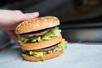 Preparing burger patty