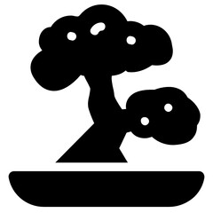 
Traditional bonsai tree, editable icon of natural plant 
