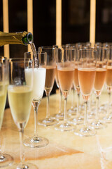 Champagne in glasses on a very special event