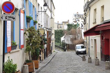 Street of Monmartre , Paris , France