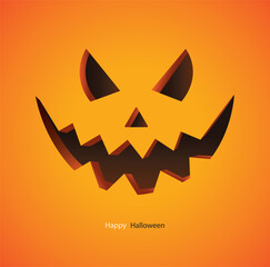 Scary pumpkin on yellow background vector illustration 