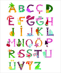 color alphabet letters font cartoon