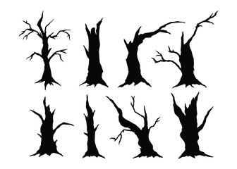 Collection of spooky trees clip art. Vector illustration. For web, Halloween or spooky events, fashion, graphic design