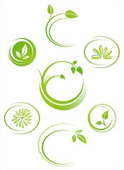 green nature icons, Eco friendly business logo design	