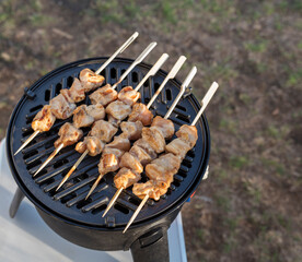 gas bbq with grill plate for a nice chicken sate