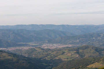 Fototapeta na wymiar Tara mountain landscape at the viewpoint named Crnjeskovo. Western Serbia