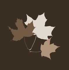 Three maple leaf-colored sepia autumn clipart