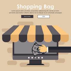 Shopping bag concept. Icon shop online, business icon flat design. App Icons, Web Ideas Network Page, Virtual Shopping, Vector