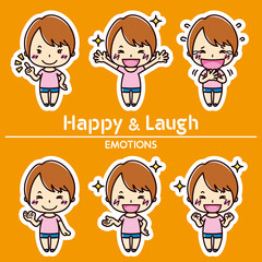 女性の表情セット/ 笑う / 嬉しい