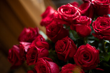  bouquet of bright red roses
