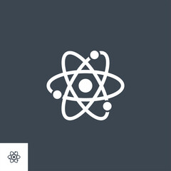 Atom related vector glyph icon. Isolated on black background. Vector illustration.