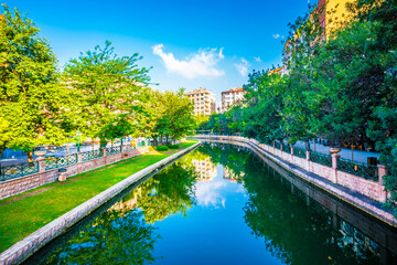 Fototapeta premium Porsuk River view in Eskisehir. Eskisehir is a modern city in center of Anatolia.